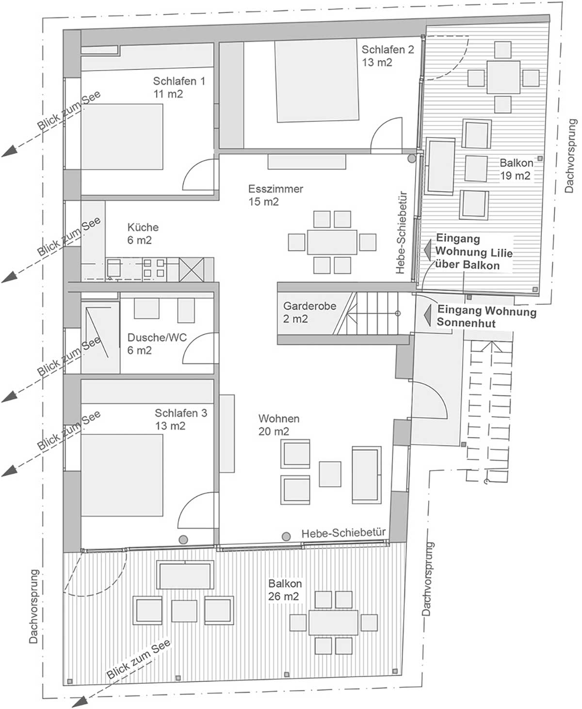 Ferienwohnung Unteruhldingen, Hof Geiger, Grundriss FeWo Lilie