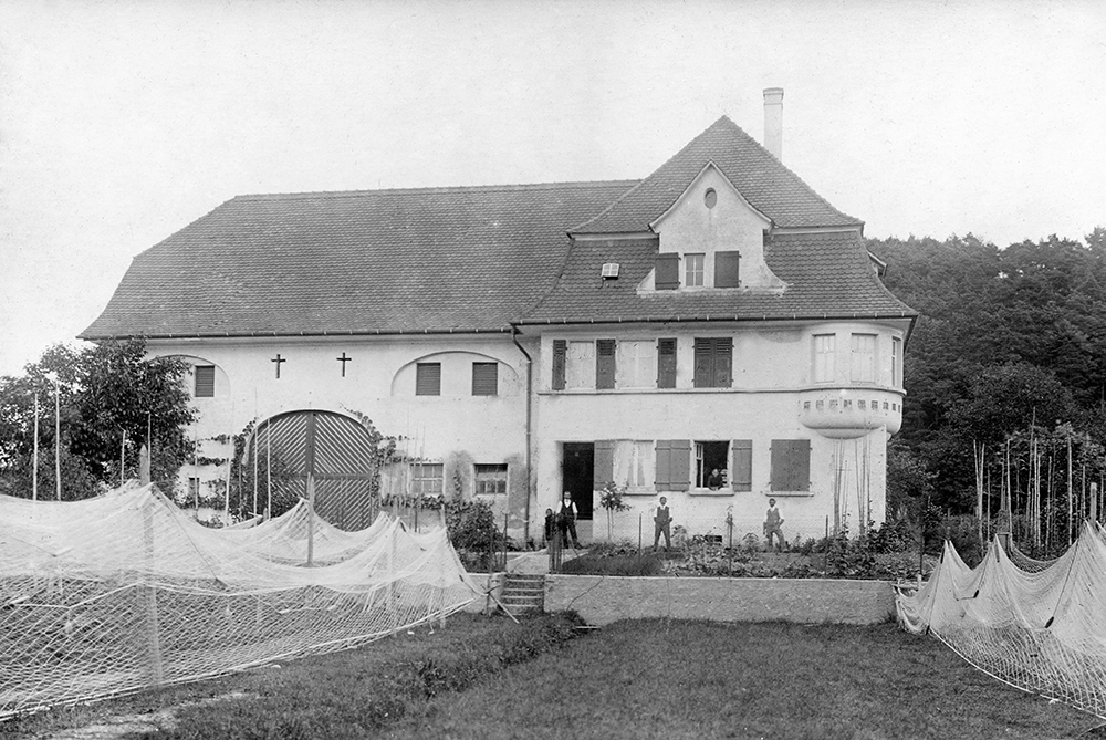 Hof Geiger am Bodensee, Aussiedlerhof, Walmdach, Mansardendach